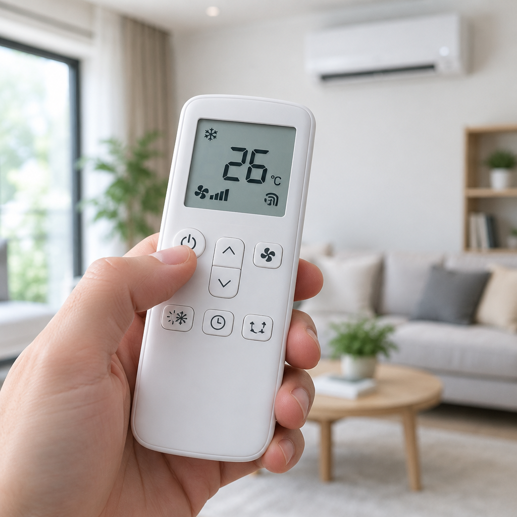 Telecomando del climatizzatore impostato a 26 gradi